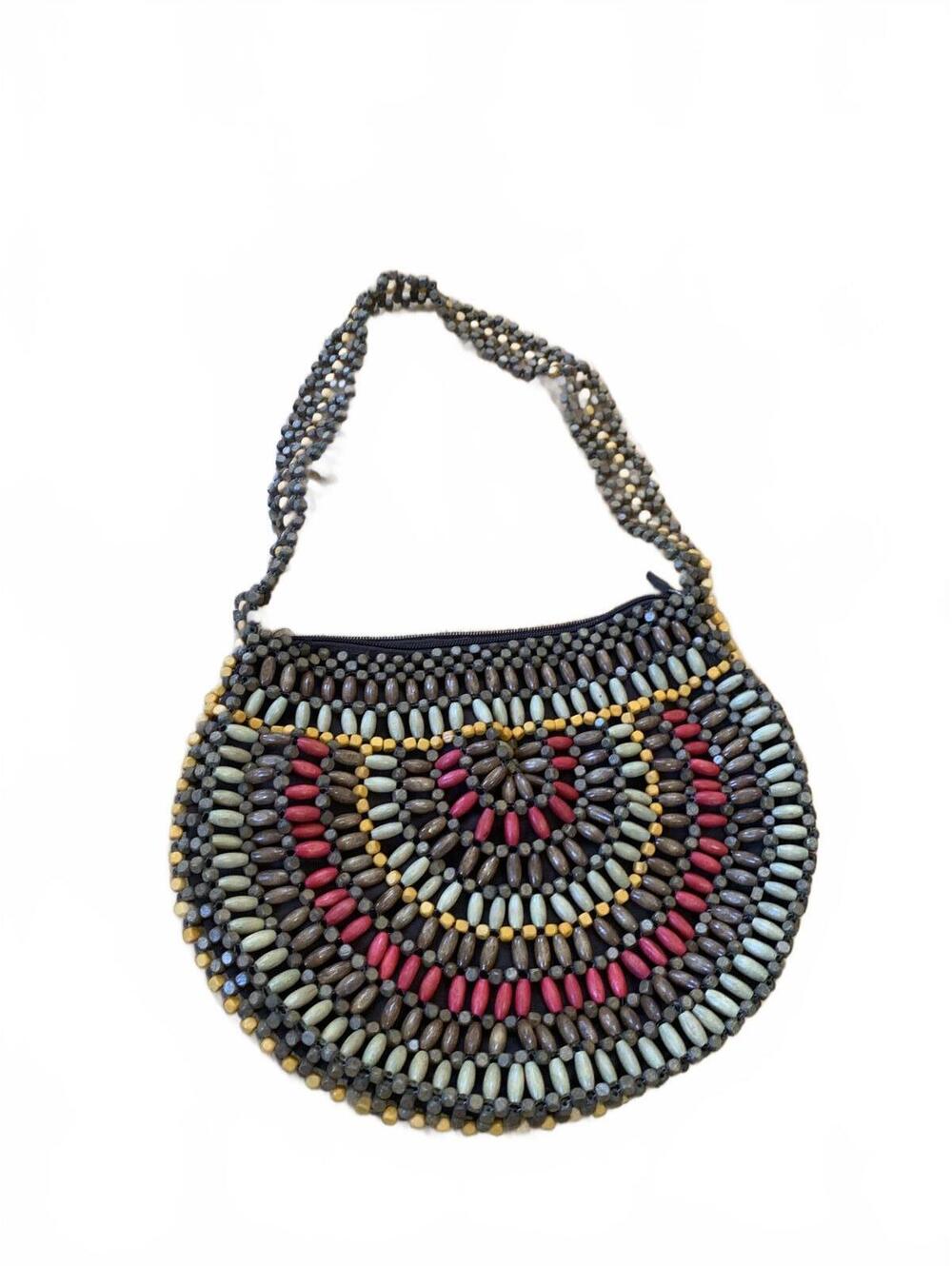 Beaded Shoulder Bag with Multicolor Design